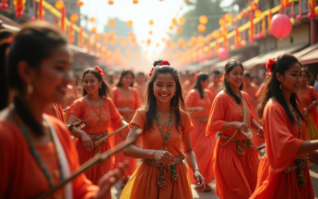 Authentic cultural festival celebration with local community