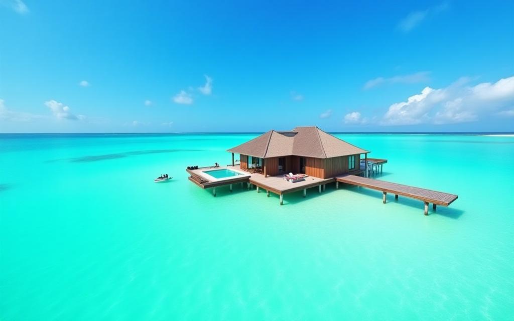 Luxury overwater bungalow honeymoon suite