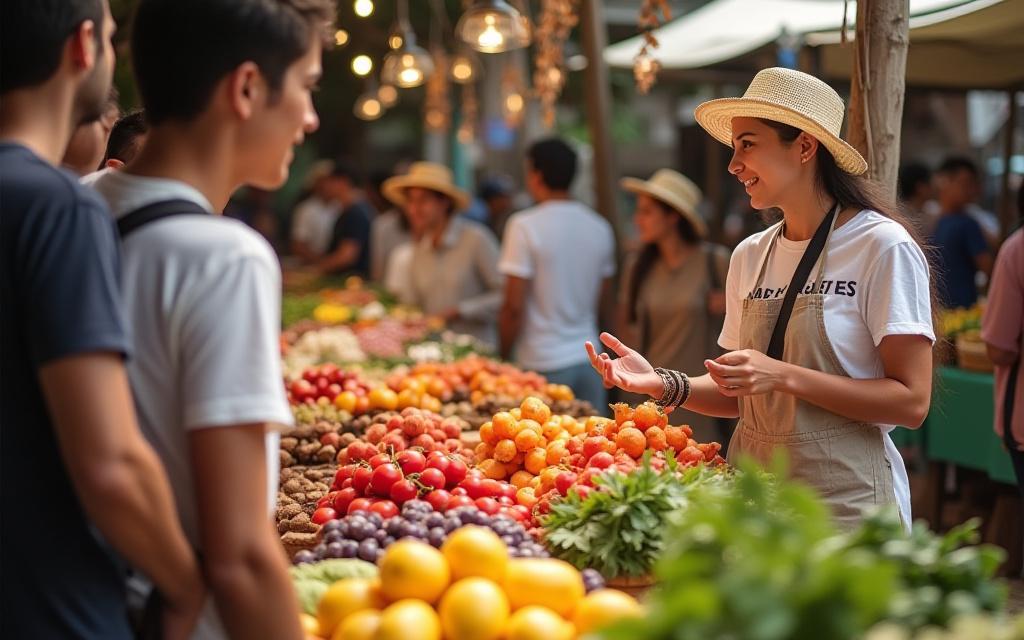 Guided local market tour with fresh regional produce